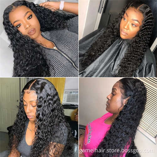 Whloseale Cheap Water Wave Hd Full Lace Front Wig Vonders. Raw Brazilian Virgin Natural Human Hair Transparent Lace Frontal Wig